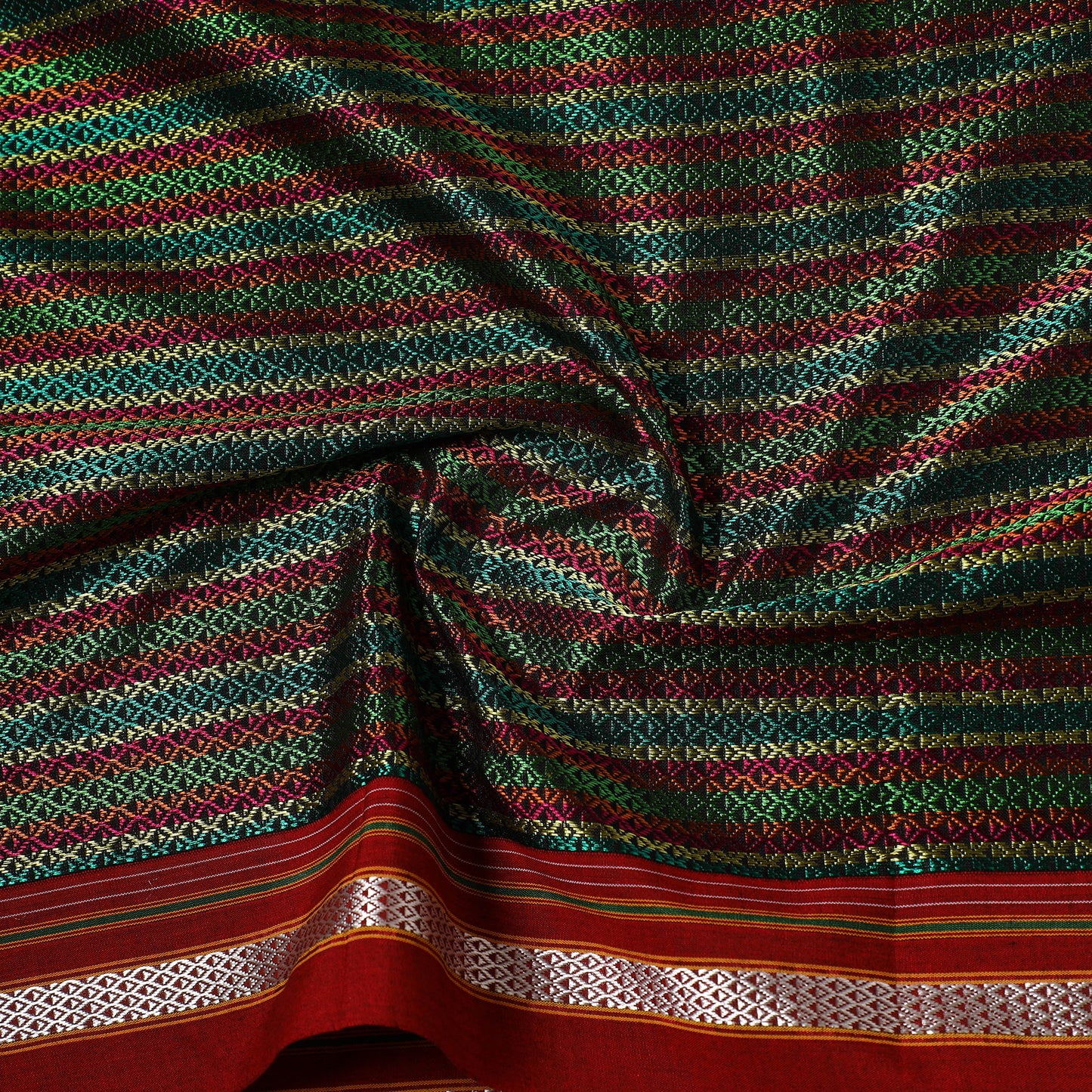 Multicolor - Karnataka Weave Cotton Khun Fabric 12