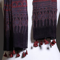 Blue - Ajrakh Block Printed Pure Woolen Stole