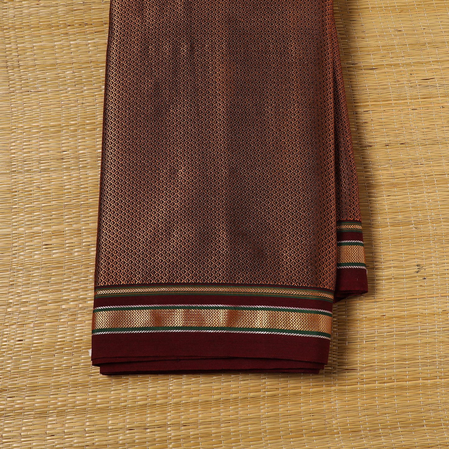 Brown - Karnataka Weave Cotton Khun Fabric 13