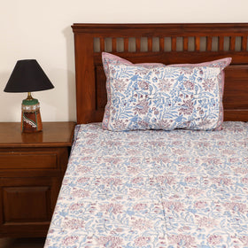 Sanganeri Hand Block Print Cotton Double Bedsheet Set (108 x 90 in) 02