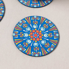 Blue - Mandala Art Handpainted Wooden Coasters (Set of 6) 14