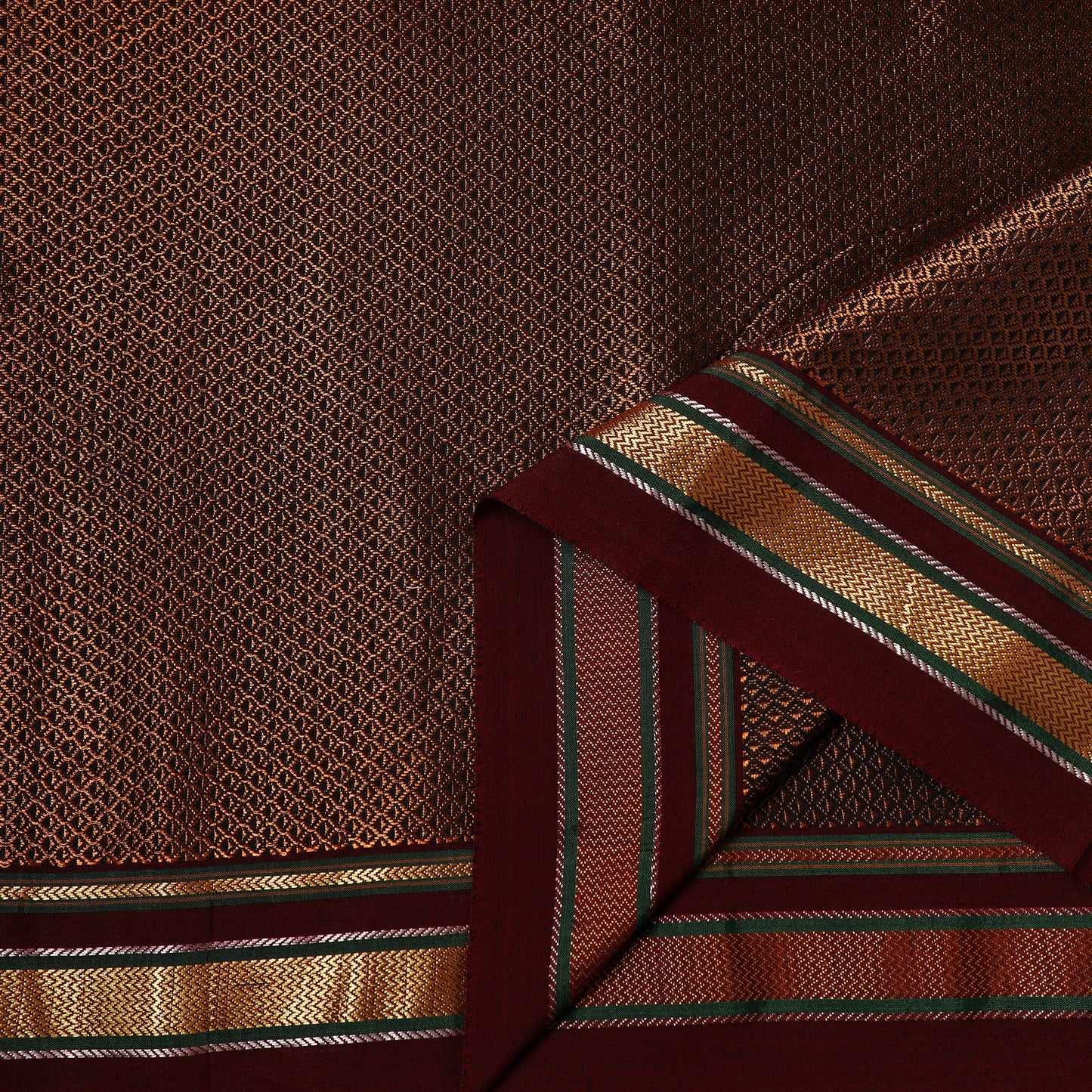 Brown - Karnataka Weave Cotton Khun Fabric 13
