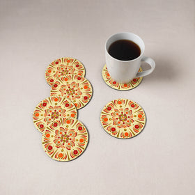 Yellow - Mandala Art Handpainted Wooden Coasters (Set of 6) 15