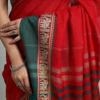 Red - Mercerised Cotton Thread Border Dharwad Saree 08