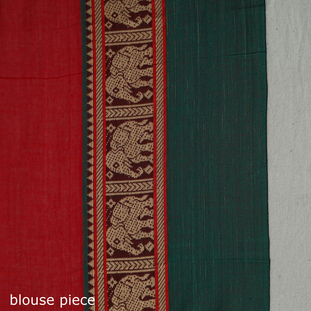 Red - Mercerised Cotton Thread Border Dharwad Saree 08