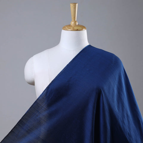 Blue - Elegant Slub Silk Plain Fabric