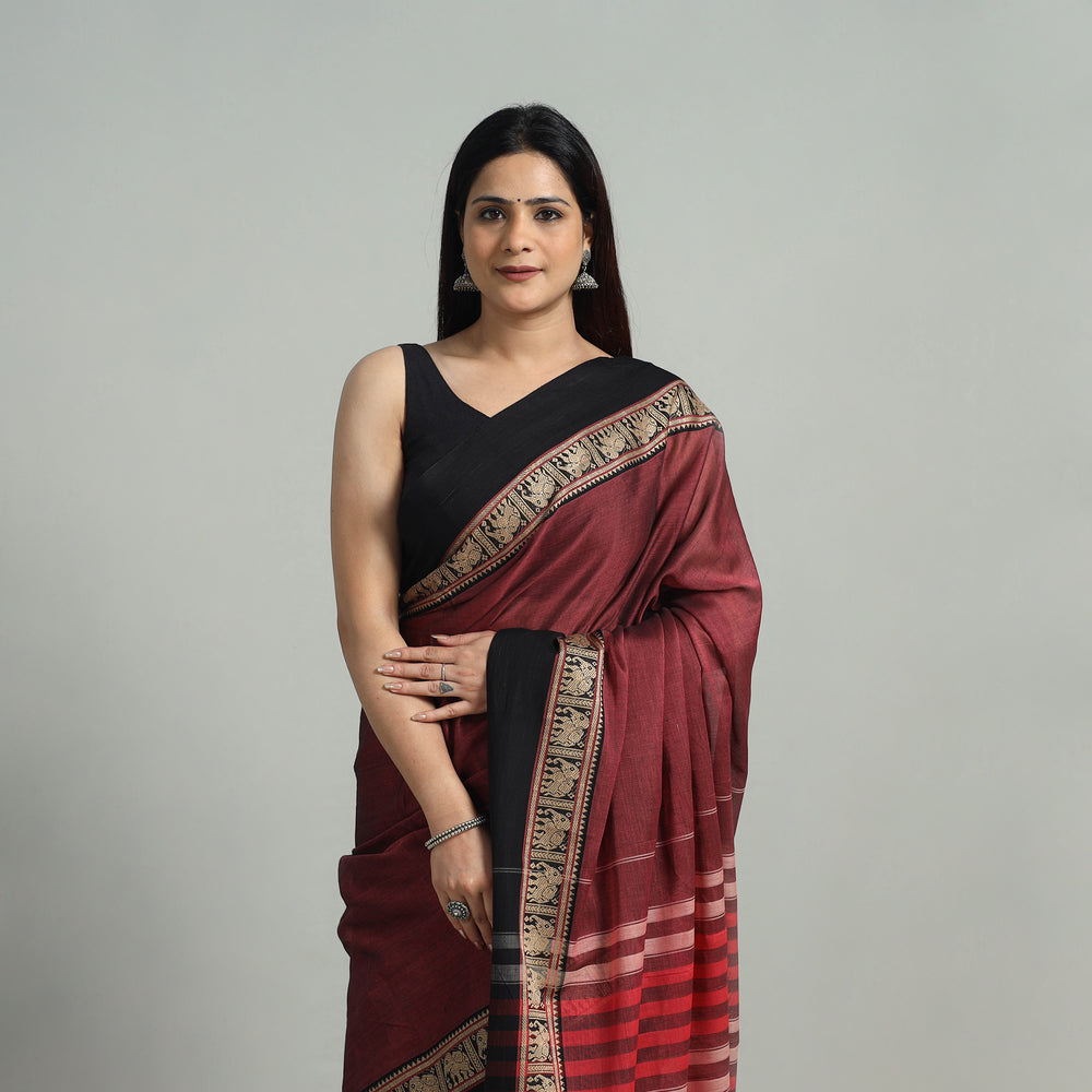 Mercerised Cotton Thread Border Dharwad Saree 09