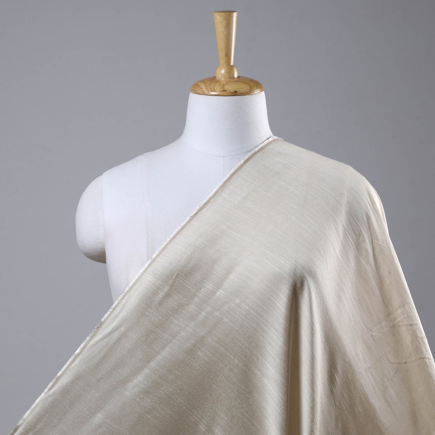 Beige - Plain Slub Silk Fabric 07