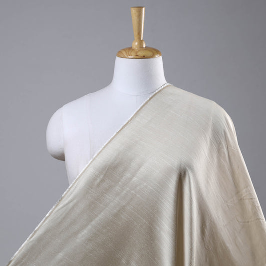 Beige - Plain Slub Silk Fabric
