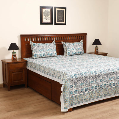 Sanganeri Hand Block Print Cotton Double Bedsheet Set (108 x 90 in) 05