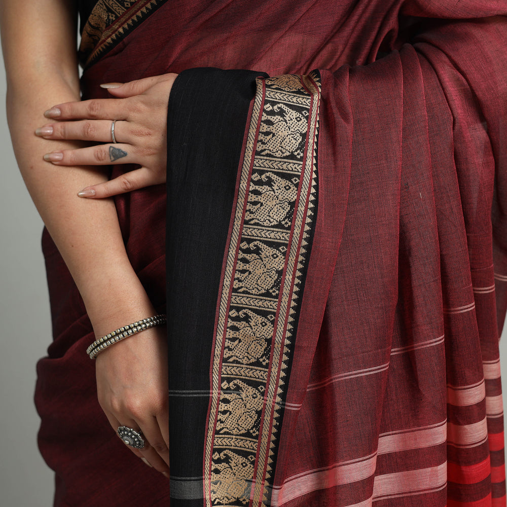 Mercerised Cotton Thread Border Dharwad Saree 09