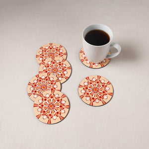 Peach - Mandala Art Handpainted Wooden Coasters (Set of 6) 18