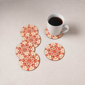 Peach - Mandala Art Handpainted Wooden Coasters (Set of 6) 18