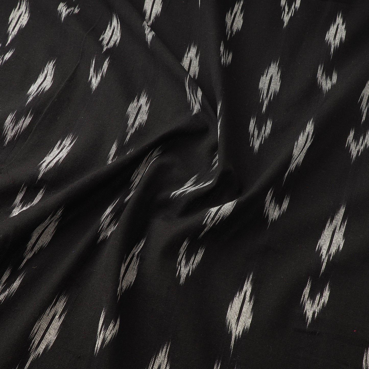 Black - Pochampally Ikat Weave Cotton Fabric 01