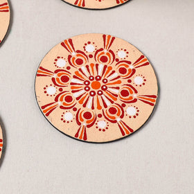 Peach - Mandala Art Handpainted Wooden Coasters (Set of 6) 18