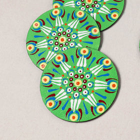 Green - Mandala Art Handpainted Wooden Coasters (Set of 6) 19