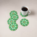 Green - Mandala Art Handpainted Wooden Coasters (Set of 6) 19