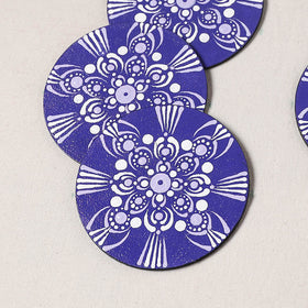 Blue - Mandala Art Handpainted Wooden Coasters (Set of 6) 20