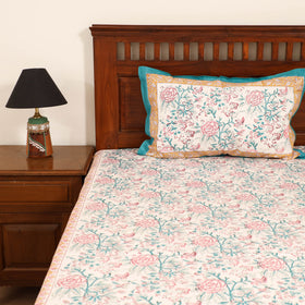 Sanganeri Hand Block Print Cotton Double Bedsheet Set (108 x 90 in) 04