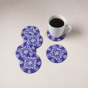 Blue - Mandala Art Handpainted Wooden Coasters (Set of 6) 20