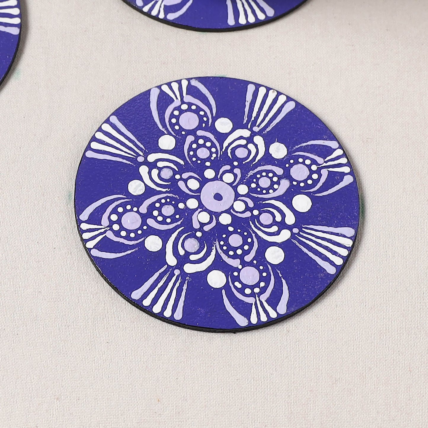 Blue - Mandala Art Handpainted Wooden Coasters (Set of 6) 20