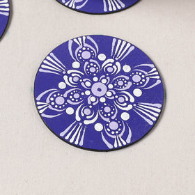 Blue - Mandala Art Handpainted Wooden Coasters (Set of 6) 20
