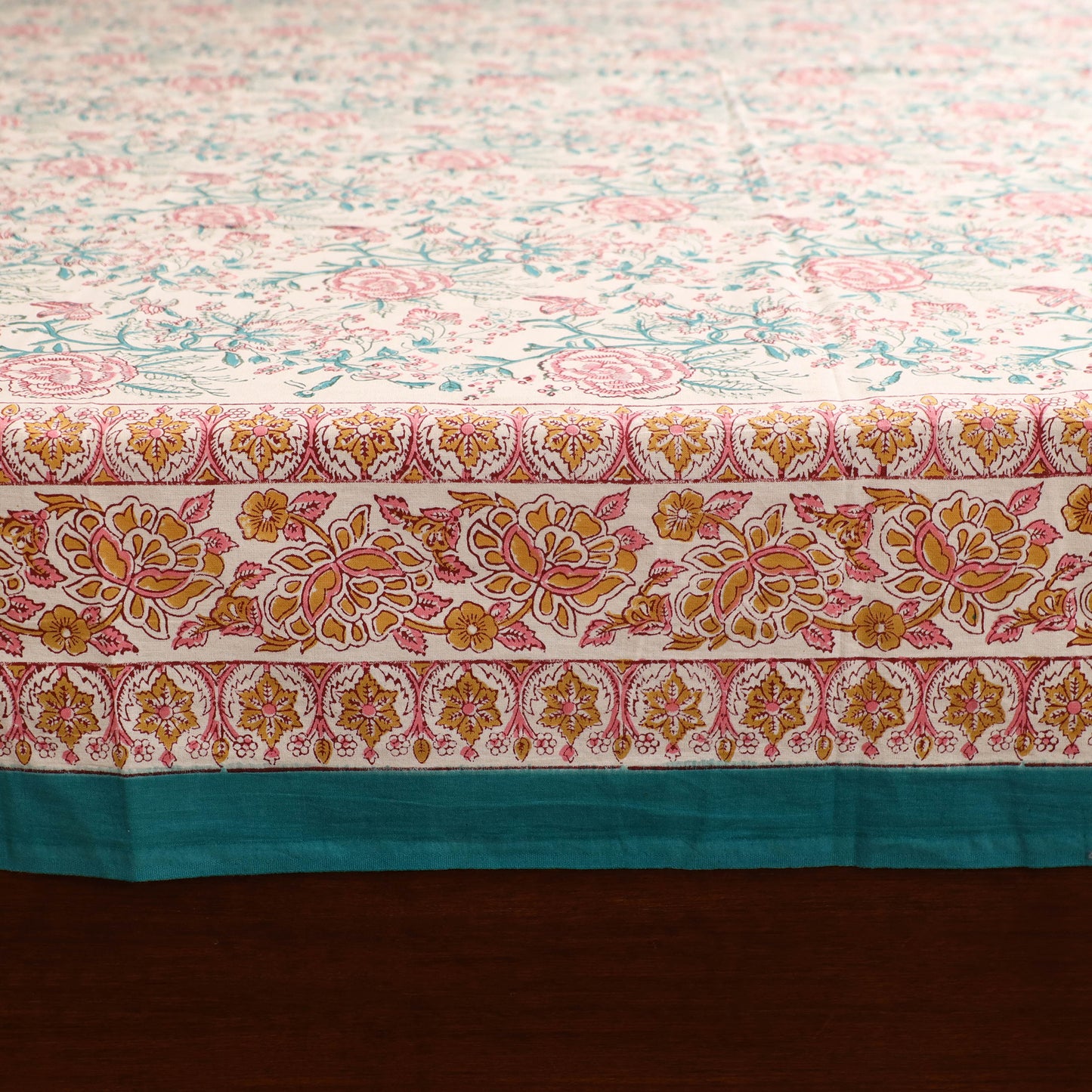 Sanganeri Hand Block Print Cotton Double Bedsheet Set (108 x 90 in) 04