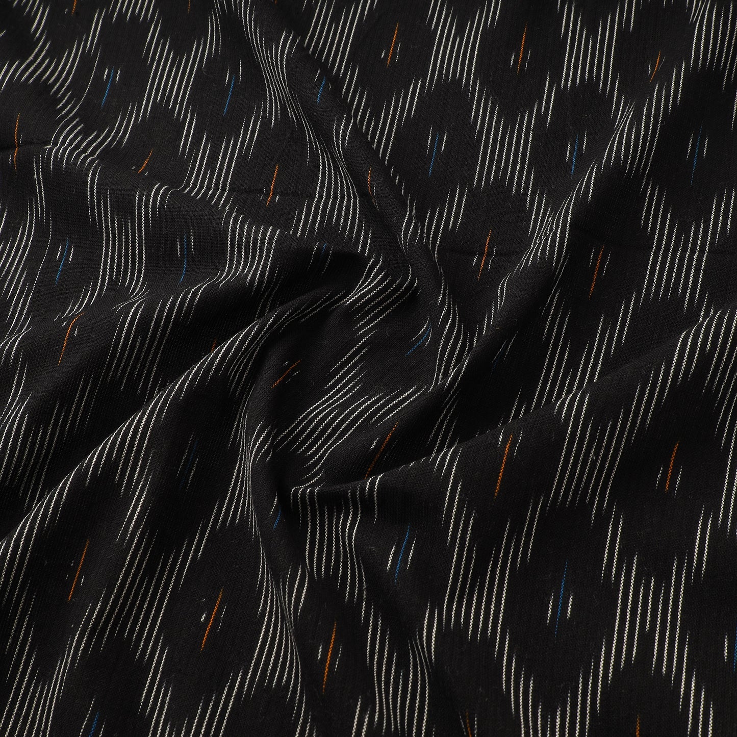 Black - Pochampally Ikat Weave Cotton Fabric 04