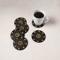 Red - Handpainted Mandala Art Wooden Coasters (Set of 6) 01