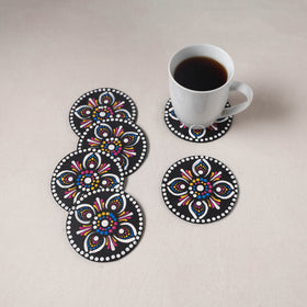 Multicolor - Handpainted Mandala Art Wooden Coasters (Set of 6) 02