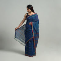 Blue - Mercerised Cotton Thread Border Dharwad Saree 11