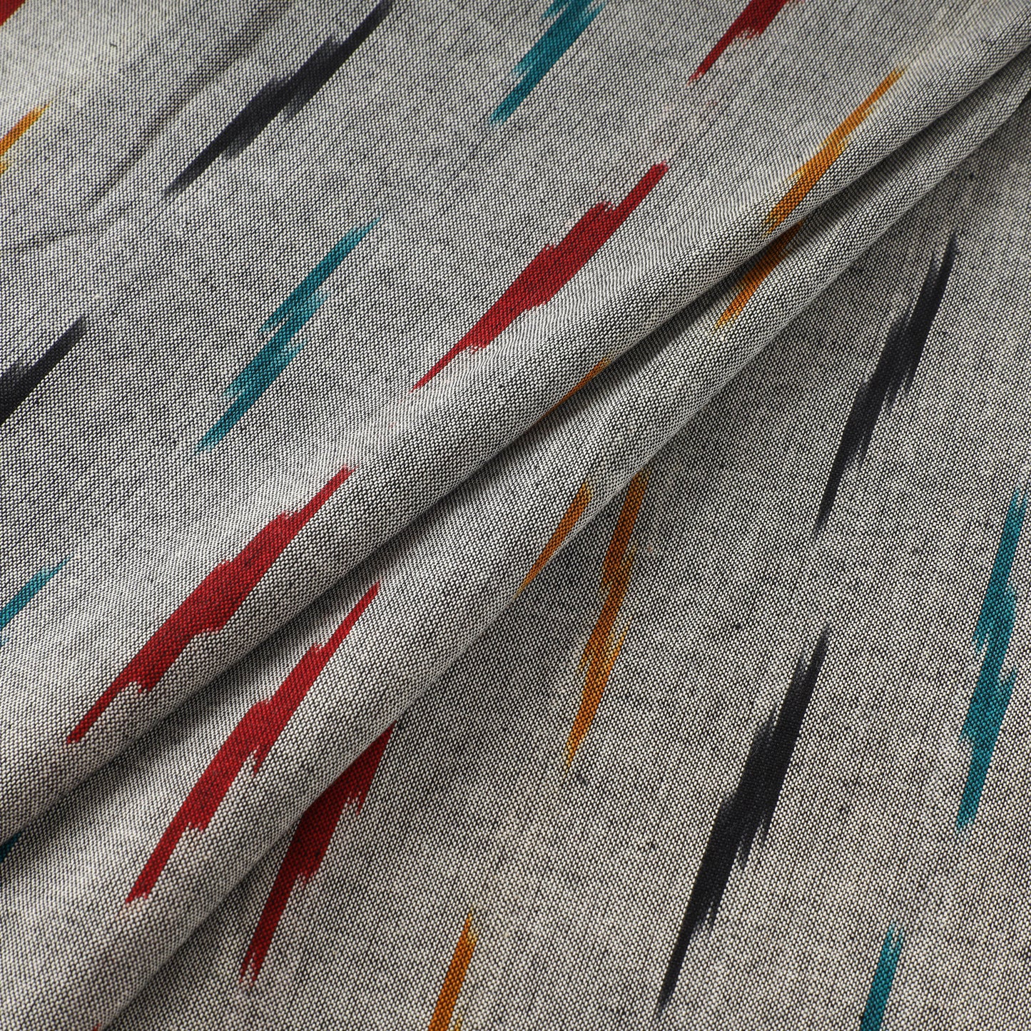Grey - Gray - Pochampally Ikat Weave Cotton Fabric 06
