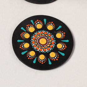 Multicolor - Handpainted Mandala Art Wooden Coasters (Set of 6) 03