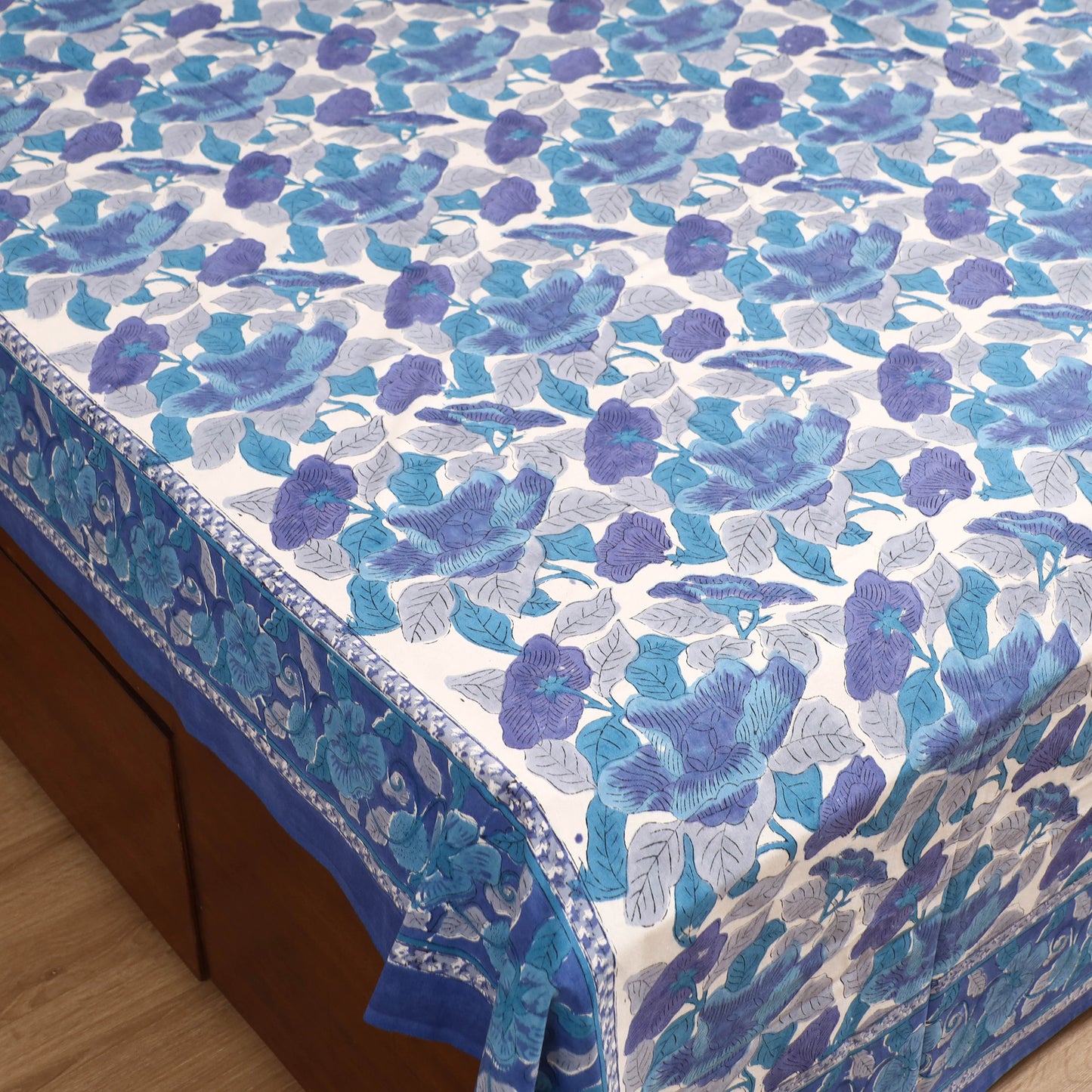 Sanganeri Hand Block Print Cotton Double Bedsheet Set (108 x 90 in) 07