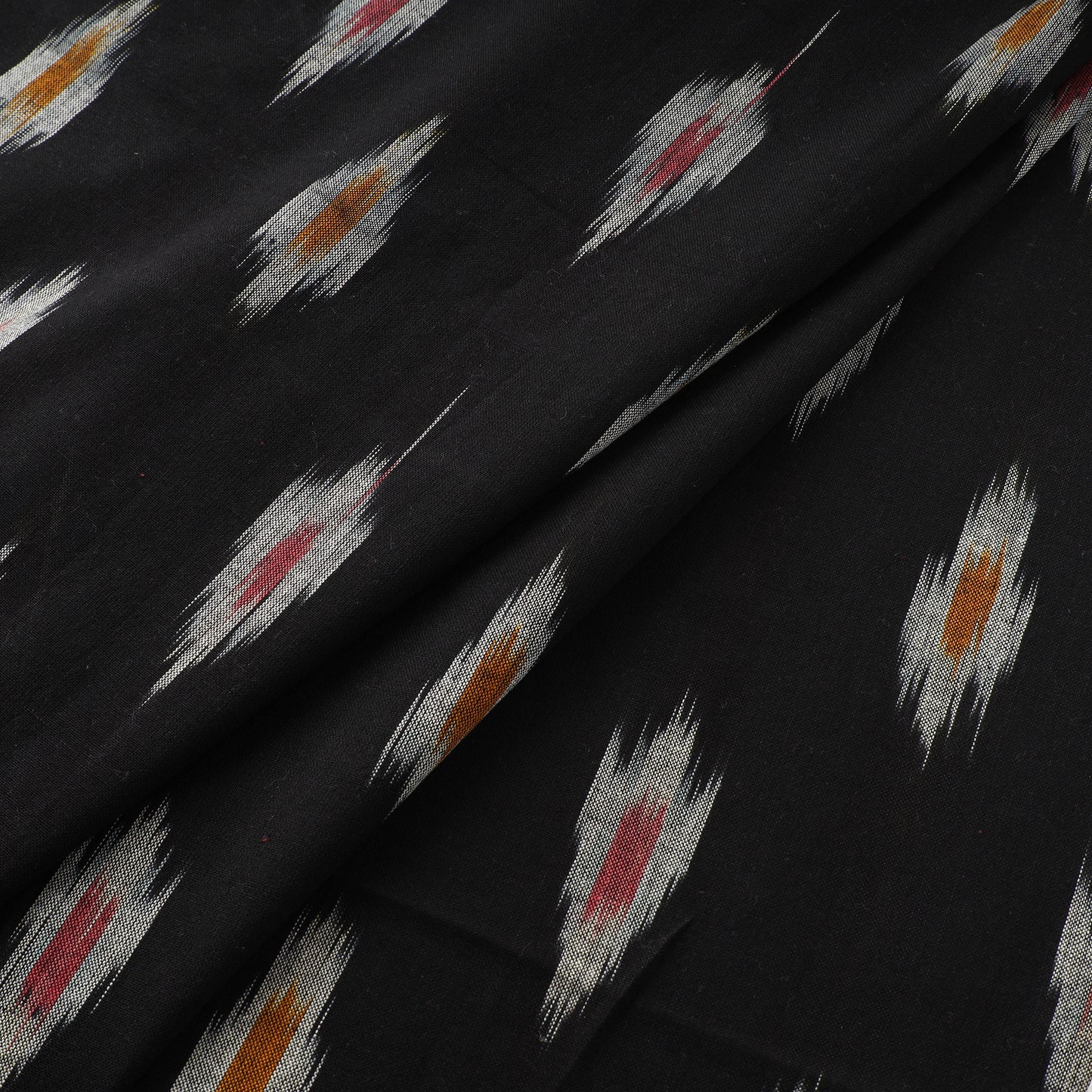 Black - Pochampally Ikat Weave Cotton Fabric 07