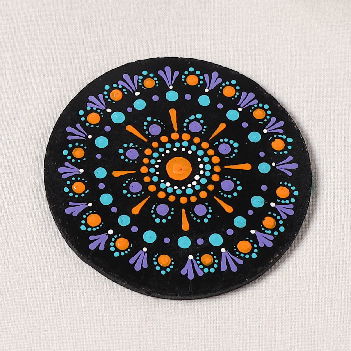 Purple - Handpainted Mandala Art Wooden Coasters (Set of 6) 04