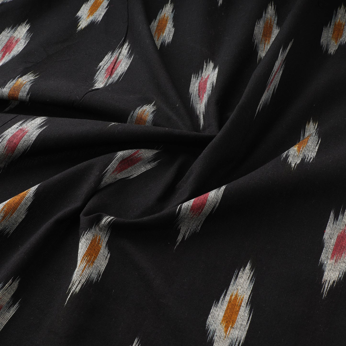 Black - Pochampally Ikat Weave Cotton Fabric 07