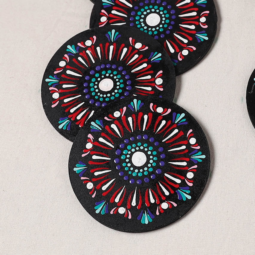 Multicolor - Handpainted Mandala Art Wooden Coasters (Set of 6) 05