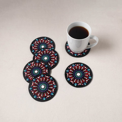 Multicolor - Handpainted Mandala Art Wooden Coasters (Set of 6) 05