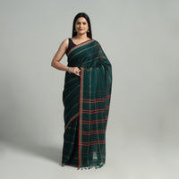 Green - Mercerised Cotton Thread Border Dharwad Saree 12