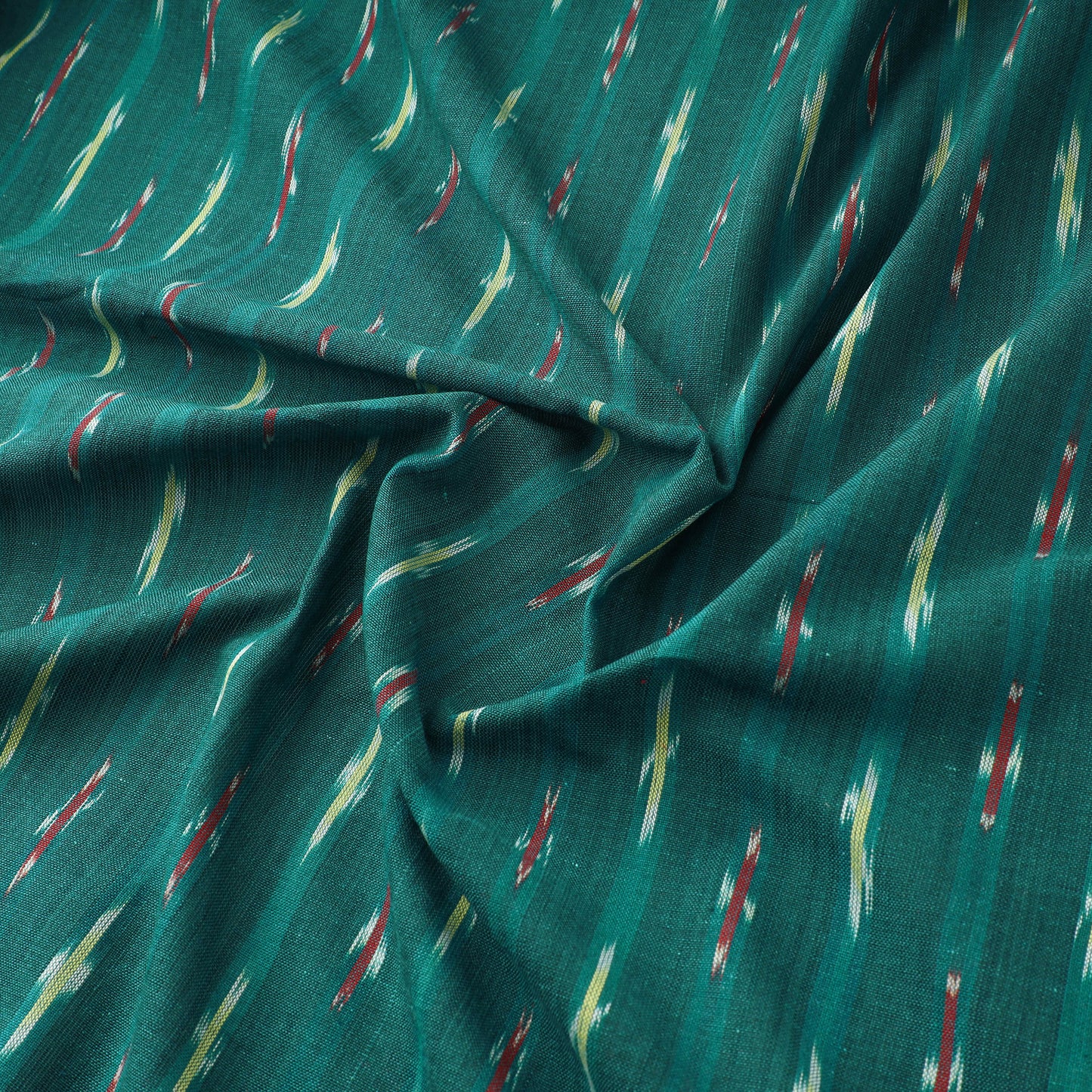 Green - Pochampally Ikat Weave Cotton Fabric 09