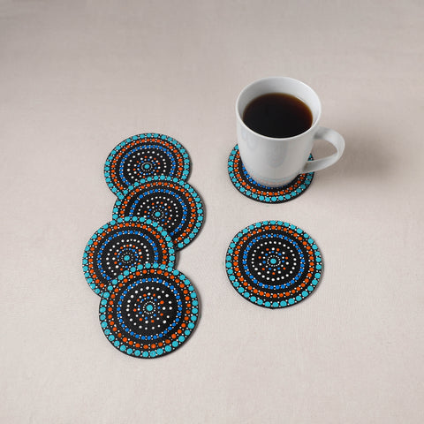 Multicolor - Handpainted Mandala Art Wooden Coasters (Set of 6) 08