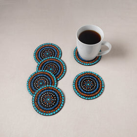 Multicolor - Handpainted Mandala Art Wooden Coasters (Set of 6) 08