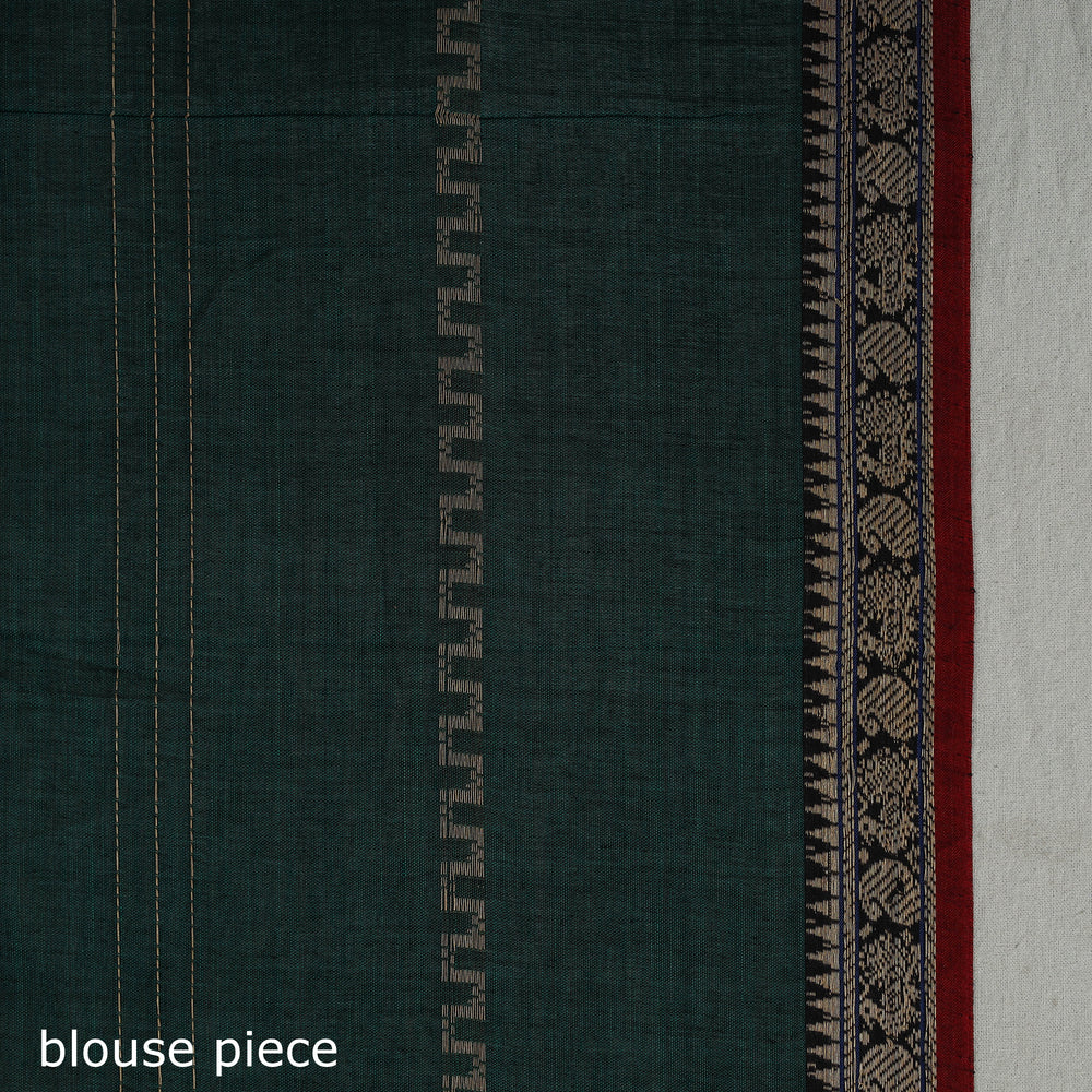 Green - Mercerised Cotton Thread Border Dharwad Saree 12