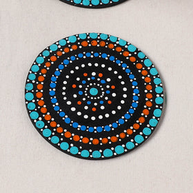 Multicolor - Handpainted Mandala Art Wooden Coasters (Set of 6) 08