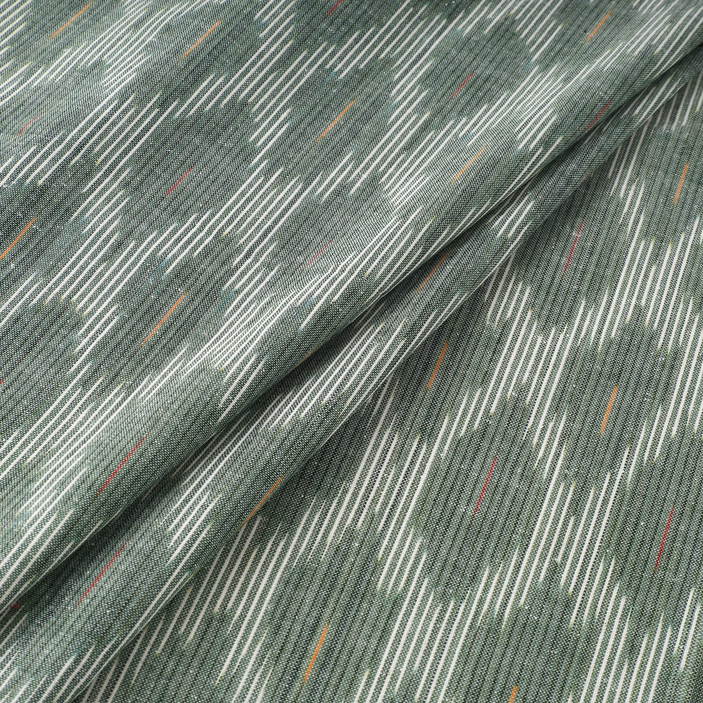 Grey - Gray - Pochampally Ikat Weave Cotton Fabric 10