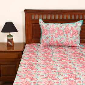 Sanganeri Hand Block Print Cotton Double Bedsheet Set (108 x 90 in) 09