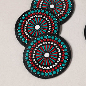 Green - Handpainted Mandala Art Wooden Coasters (Set of 6) 10