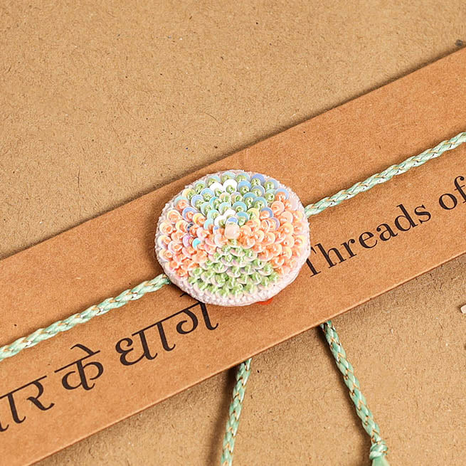 Hand Embroidered Thread Work Rakhi