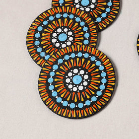 Multicolor - Handpainted Mandala Art Wooden Coasters (Set of 6) 12